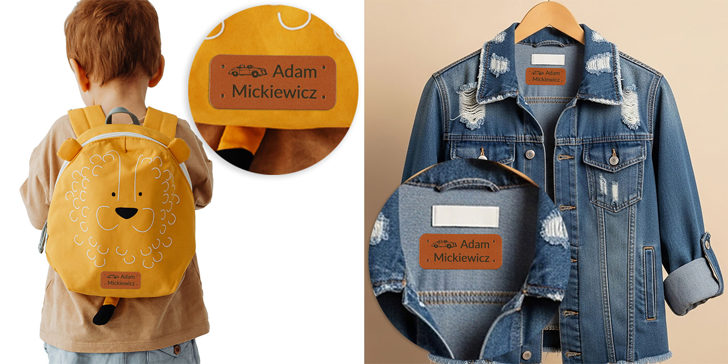 Naszywka skórzana na plecaku i kurtce